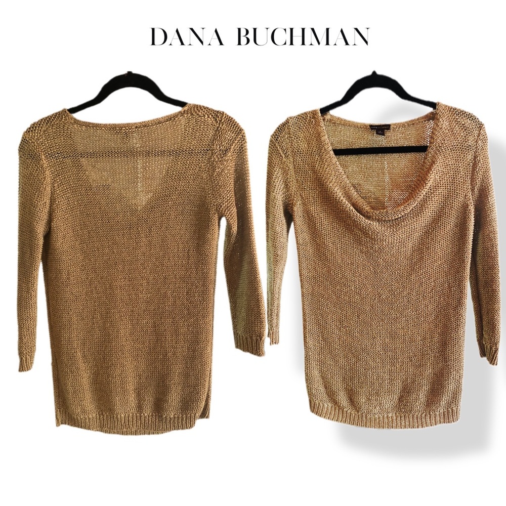 Dana Kay Metallic Gold Cowl Neck Sweater